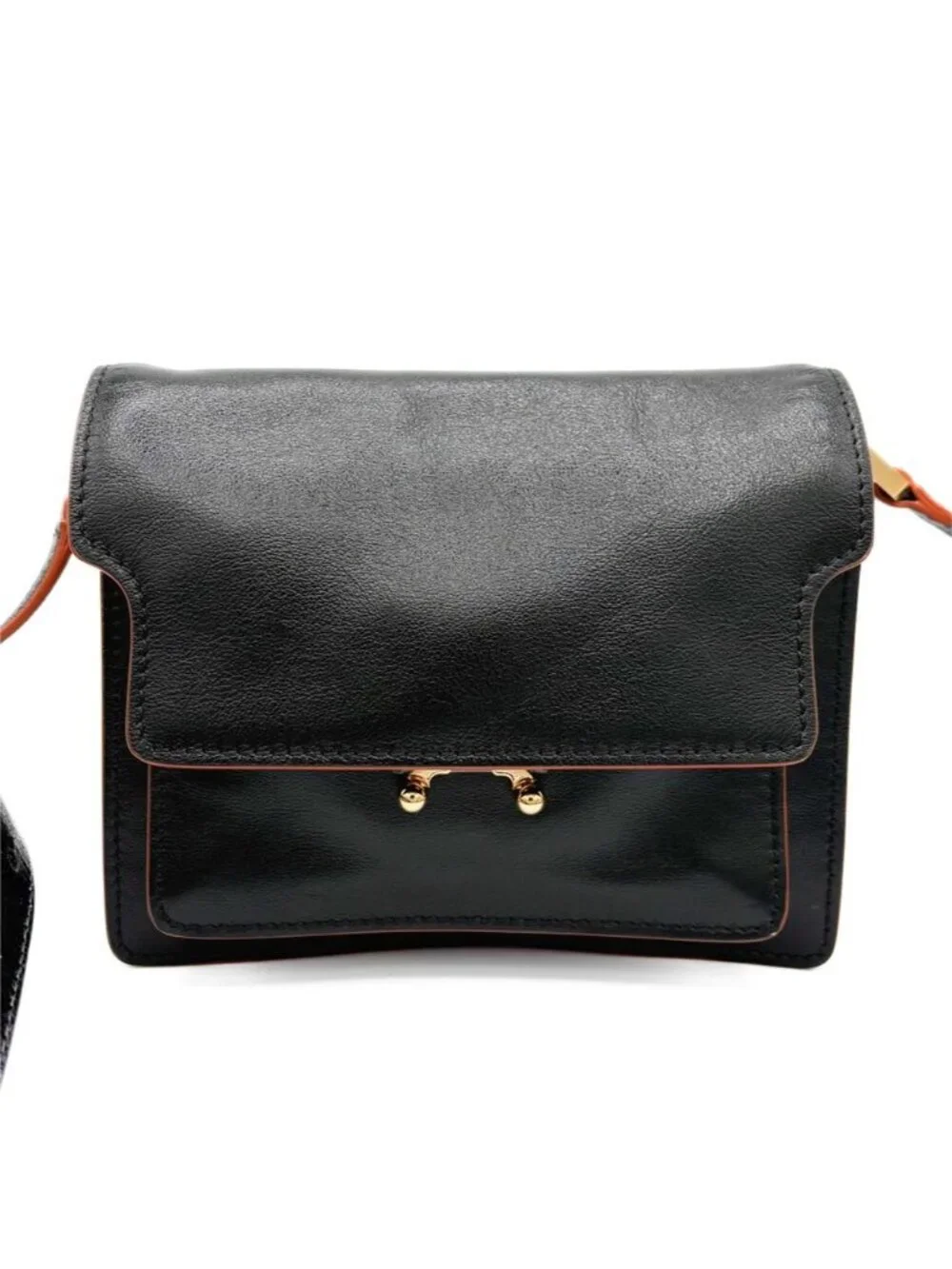 Marni Mini Trunk Bag Black Leather Crossbody Gold Hardware NWOT - Picture 4 of 13